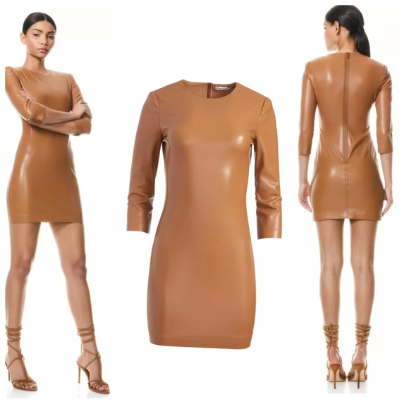 Alice + olivia inka leather mini dress Size 4 - Picture 3 of 16